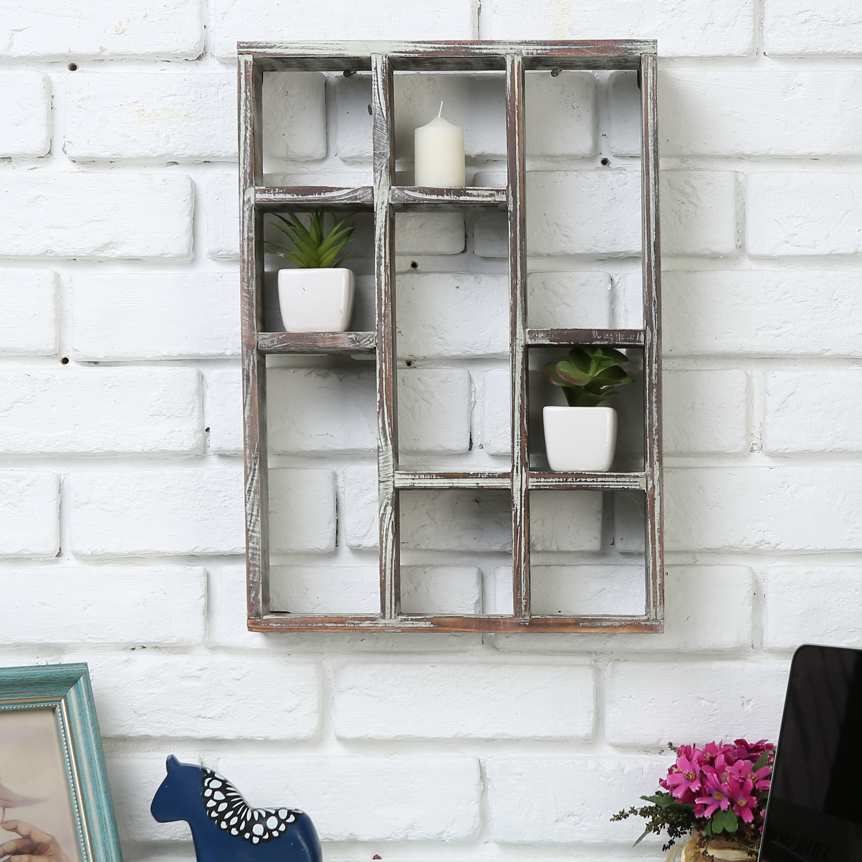 Loon Peak® 9-Compartment Solid Wood Cubby Wall Shelf & Reviews